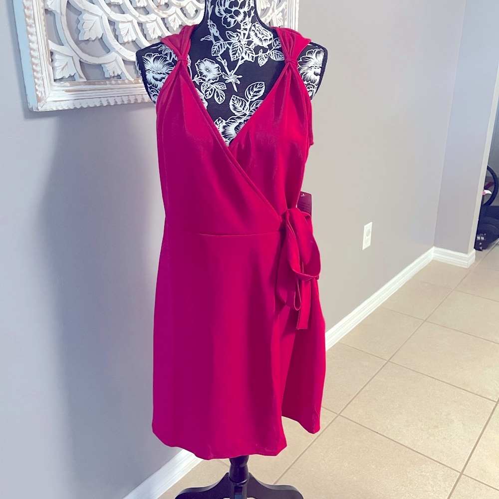 Vanity Room Knot Strap Surplice Neck Dress